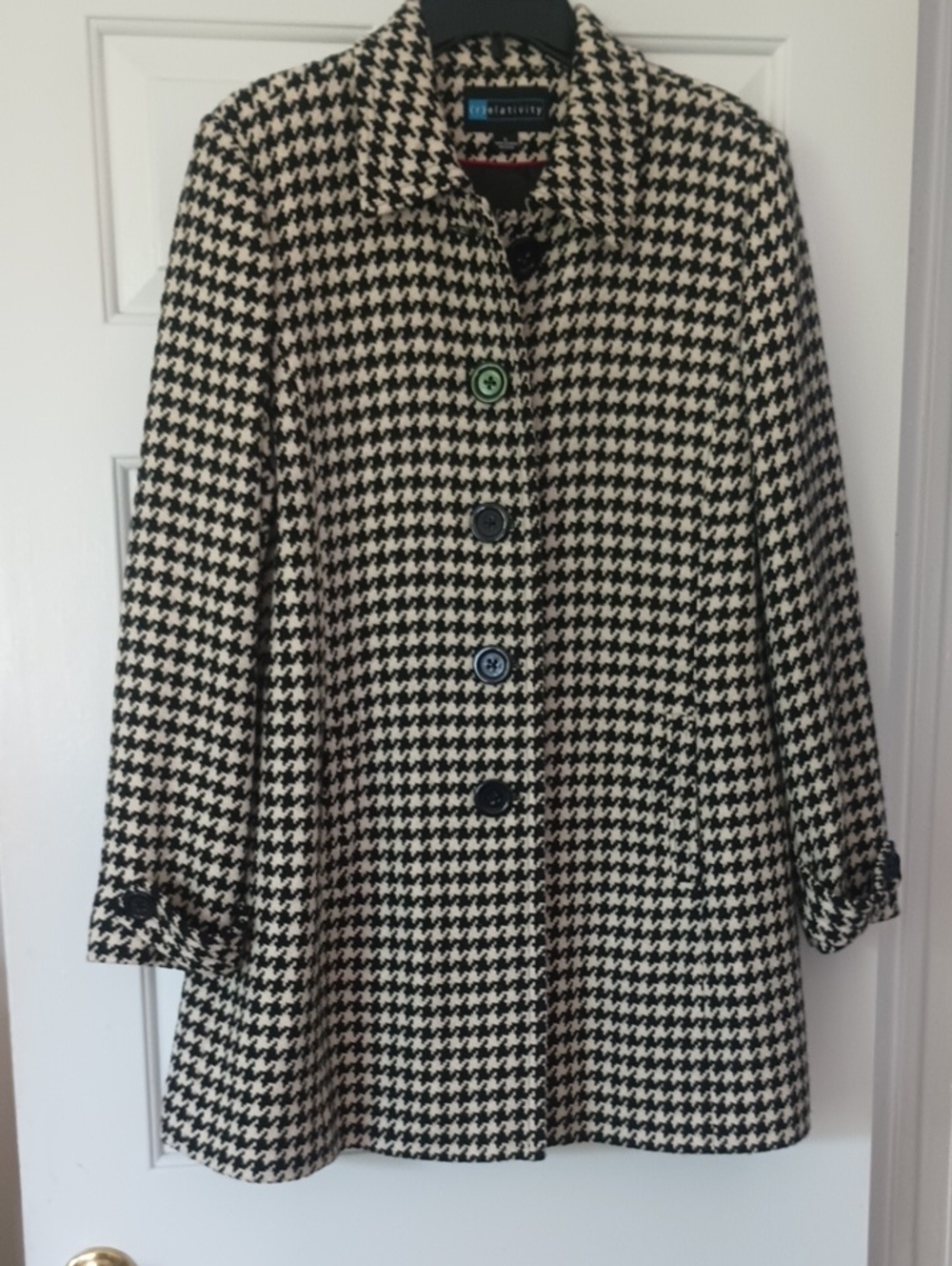Relativity Black and White Houndstooth Peacoat